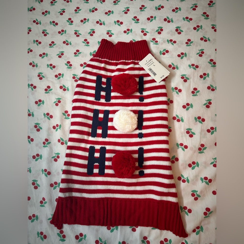Ricki’s cat and dog red/white candy cane “ho ho ho” Christmas outfit size large